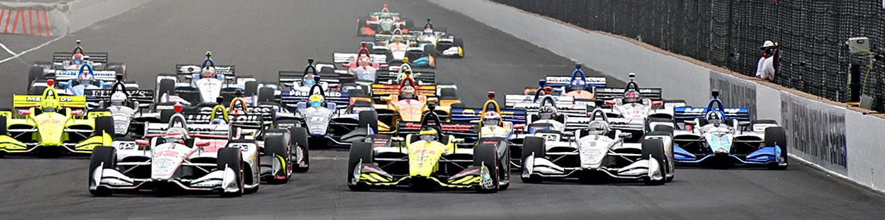 indy cars racing to through the start line Youngstown